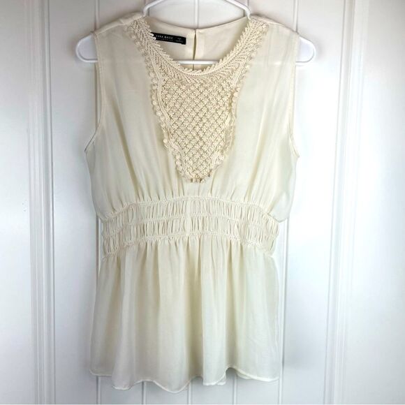 Zara Tops - Zara embroidered scoop neck tank top